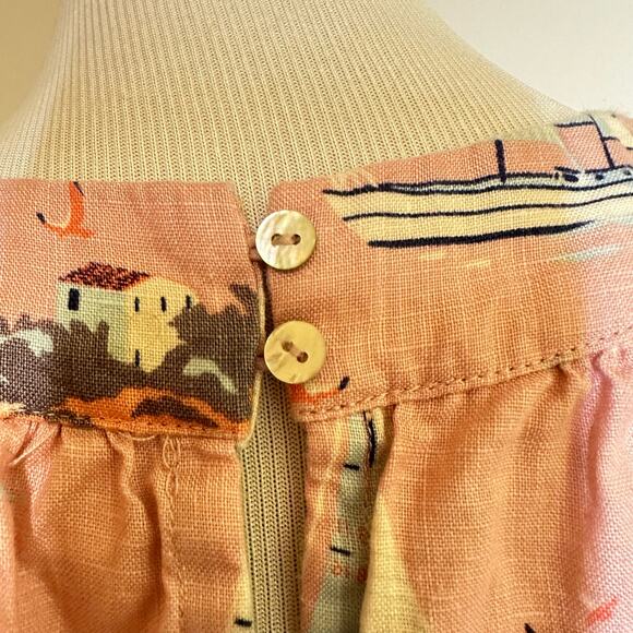 St Tropez West, Sailboat Print Halter Style Neckline 100% Linen Sleeveless Dress - Picture 7 of 11